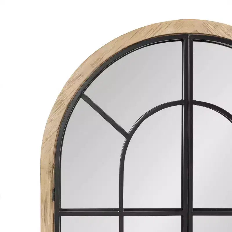 Miroir en bois et métal à arcades, 26 x 42 po (finition bois naturel) : style de ferme transitionnel