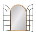 Miroir en bois et métal à arcades, 26 x 42 po (finition bois naturel) : style de ferme transitionnel