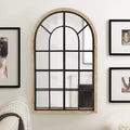 Miroir en bois et métal à arcades, 26 x 42 po (finition bois naturel) : style de ferme transitionnel