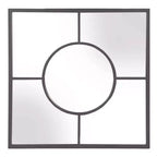 Howard Elliott 24"x24" Square Geometric Wall Mirror with Graphite Frame: Modern Decor, Metal, Wall Mount