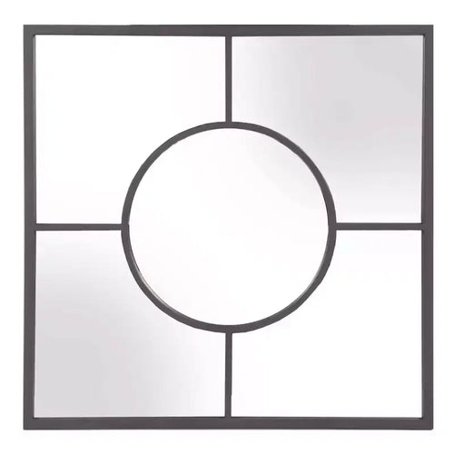 Howard Elliott 24"x24" Square Geometric Wall Mirror with Graphite Frame: Modern Decor, Metal, Wall Mount