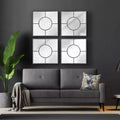 Miroir mural carré géométrique 61x61 cm avec cadre graphite : Décor moderne, métal, fixation murale