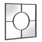 Miroir mural carré géométrique 61x61 cm avec cadre graphite : Décor moderne, métal, fixation murale