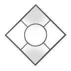 Miroir mural carré géométrique 61x61 cm avec cadre graphite : Décor moderne, métal, fixation murale