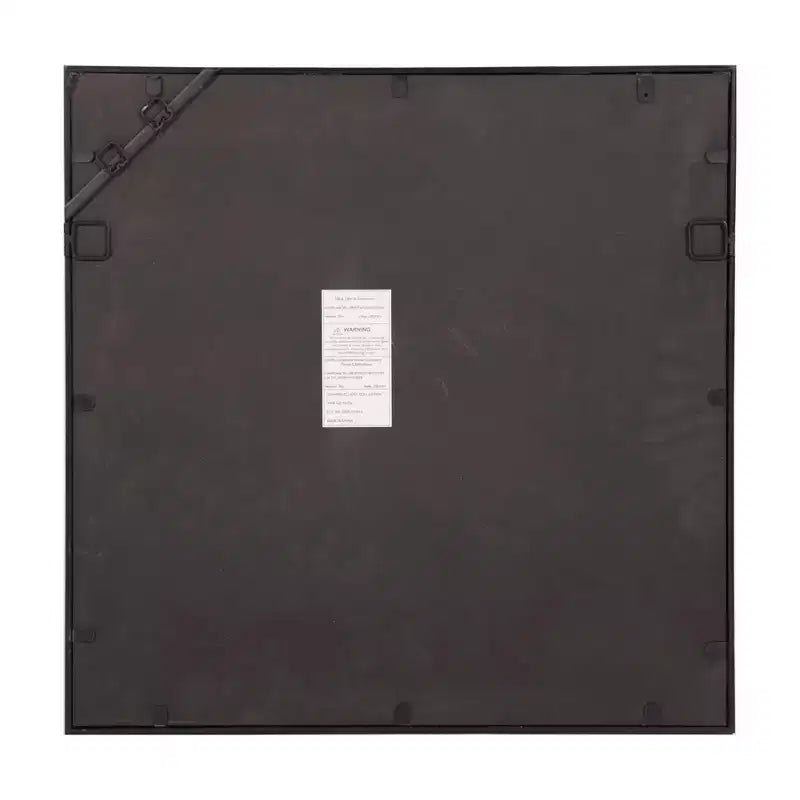 Miroir mural carré géométrique 61x61 cm avec cadre graphite : Décor moderne, métal, fixation murale