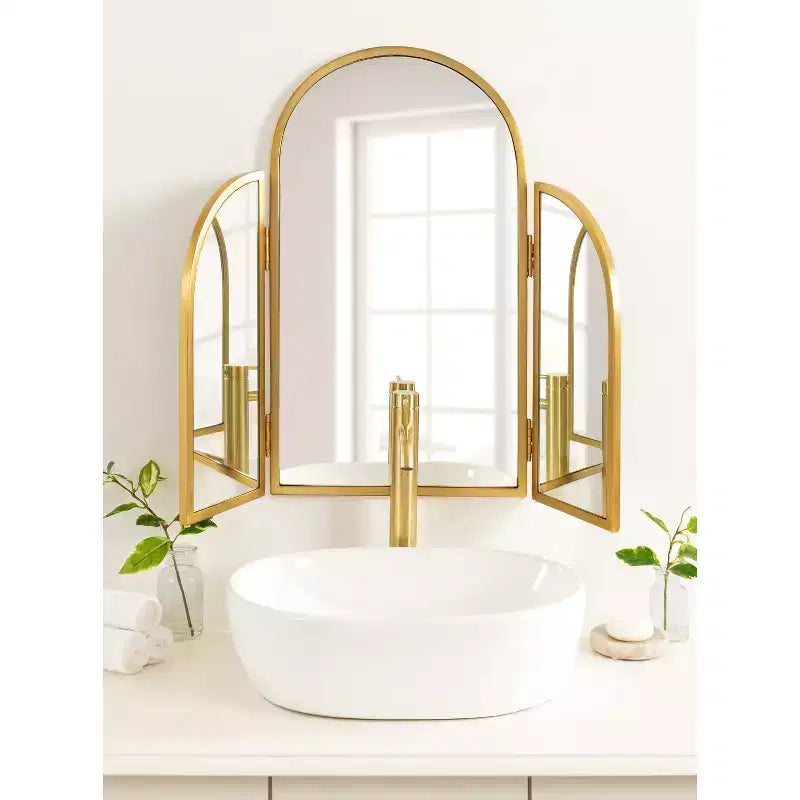 Miroir Arche Trépied Or 28"x28" - Kate & Laurel : Style Moderne, Fixation Murale, Aucun Assemblage Requis