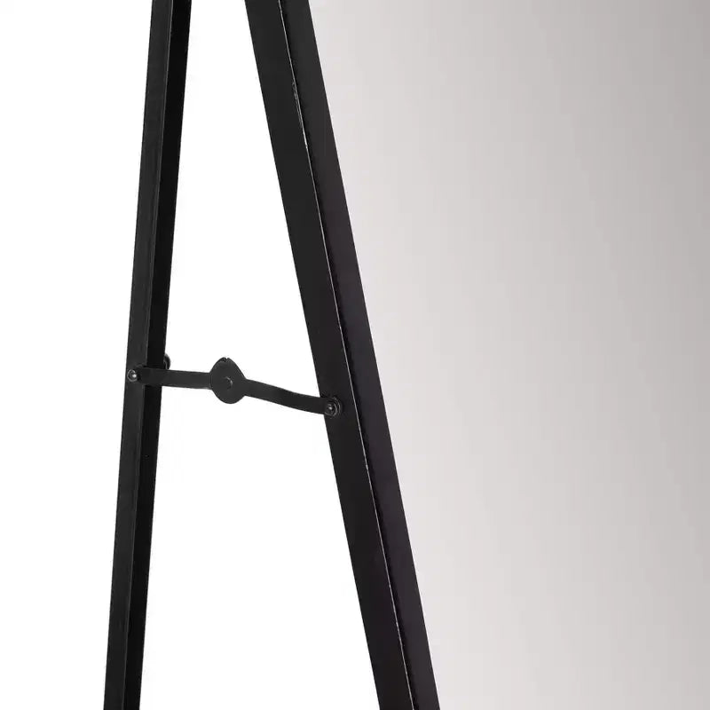 Miroir arqué noir : Grand miroir moderne de 60 pouces, cadre en métal, autoportant, 18 pouces de large.
