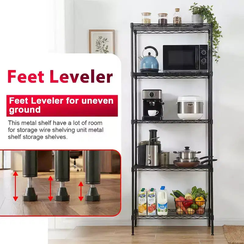 Étagère métallique à 5 niveaux, robuste, en métal, pour garage, organisateur de rangement