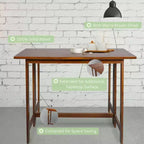 Table console et table à manger convertible pliante en bois massif marron chaud -