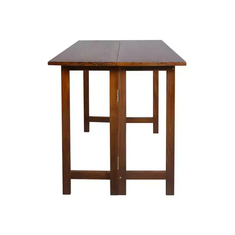 Table console et table à manger convertible pliante en bois massif marron chaud -