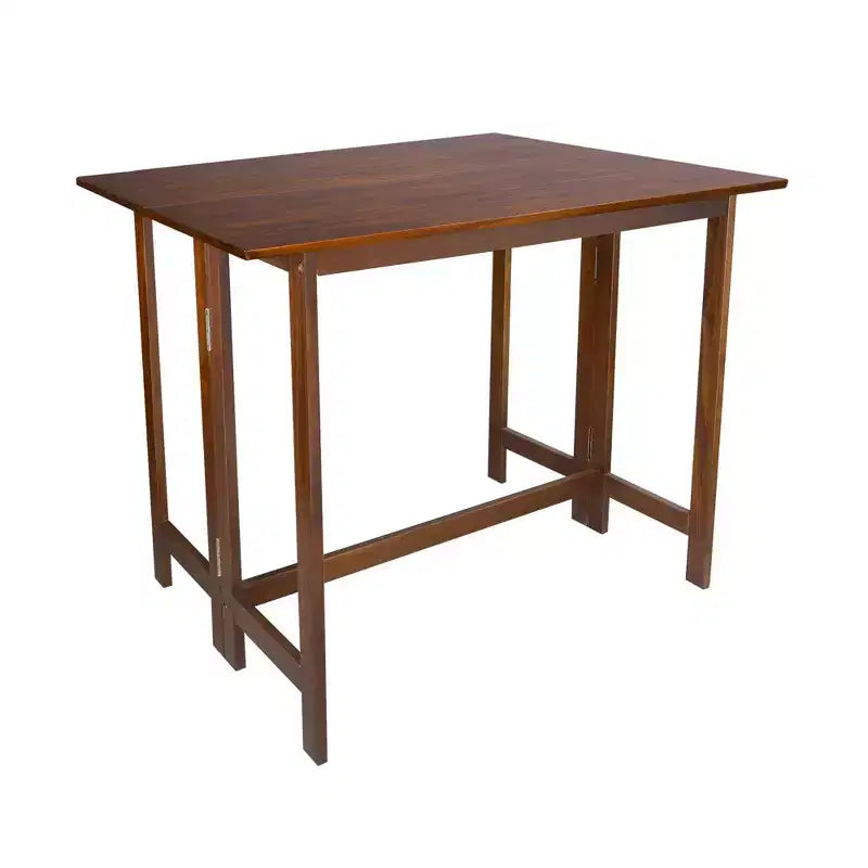 Table console et table à manger convertible pliante en bois massif marron chaud -
