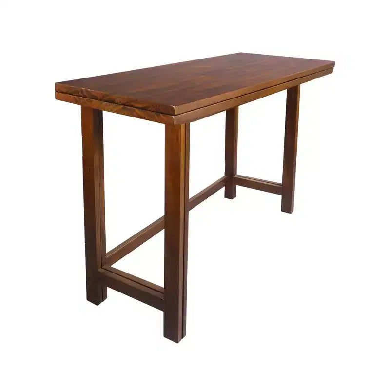 Table console et table à manger convertible pliante en bois massif marron chaud -