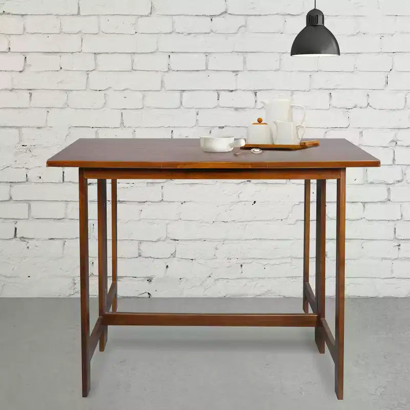Table console et table à manger convertible pliante en bois massif marron chaud -