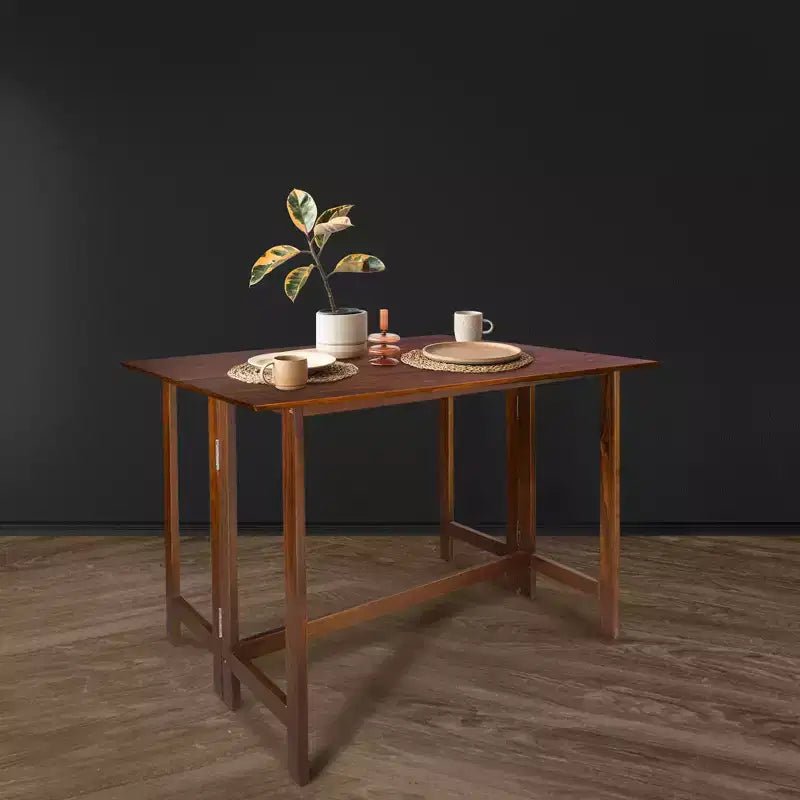 Table console et table à manger convertible pliante en bois massif marron chaud -