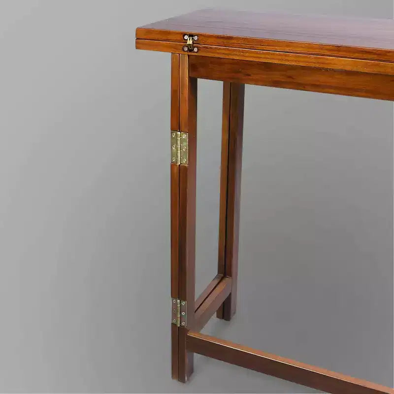 Table console et table à manger convertible pliante en bois massif marron chaud -