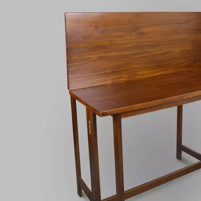 Table console et table à manger convertible pliante en bois massif marron chaud -