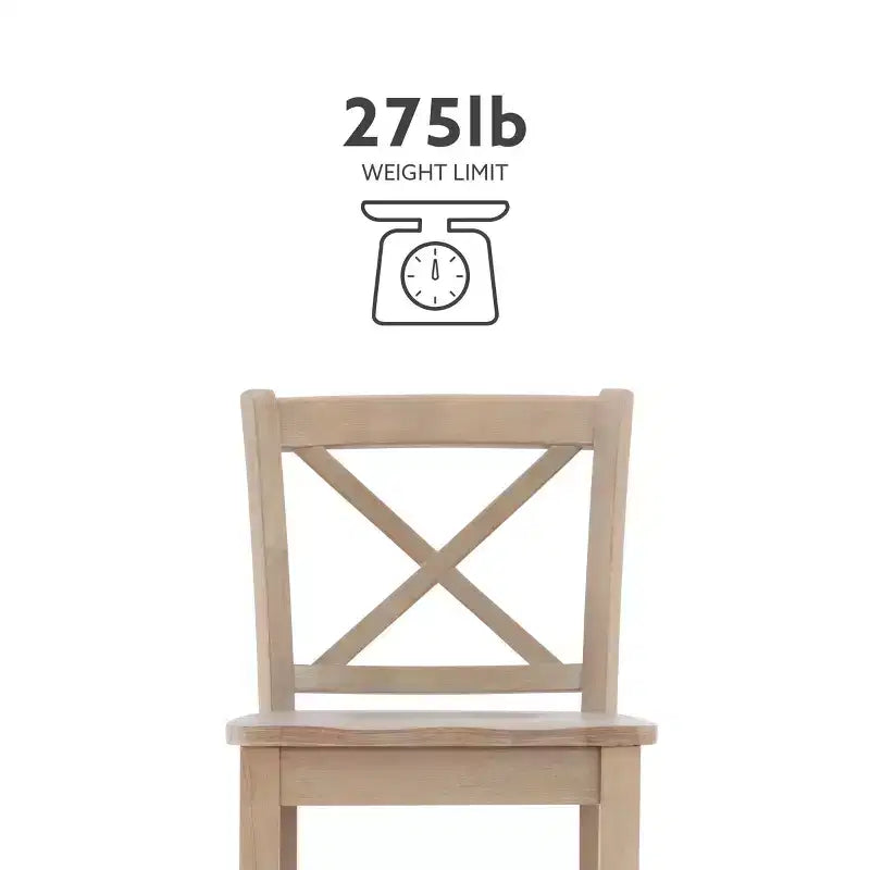 Tabourets de bar à hauteur de comptoir X-Back traditionnels en bois massif 24" finition gris délavé -