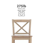 Tabourets de bar à hauteur de comptoir X-Back traditionnels en bois massif 24" finition gris délavé -