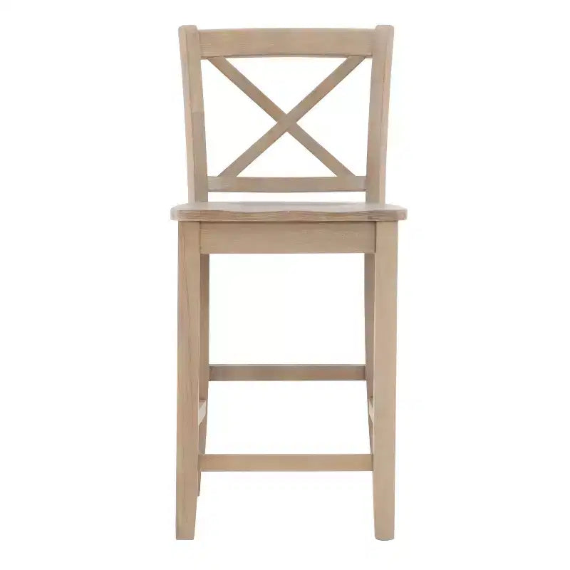 Tabourets de bar à hauteur de comptoir X-Back traditionnels en bois massif 24" finition gris délavé -