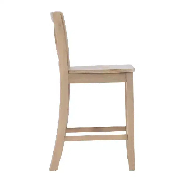 Tabourets de bar à hauteur de comptoir X-Back traditionnels en bois massif 24" finition gris délavé -