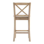 Tabourets de bar à hauteur de comptoir X-Back traditionnels en bois massif 24" finition gris délavé -