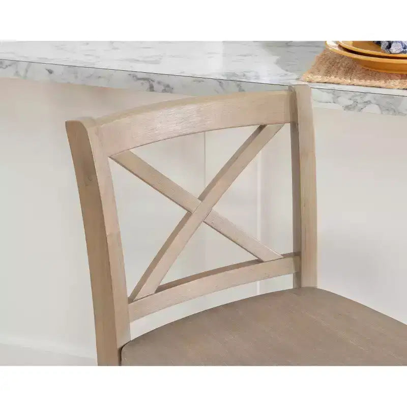 Tabourets de bar à hauteur de comptoir X-Back traditionnels en bois massif 24" finition gris délavé -