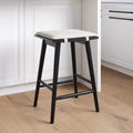 Tabouret de bar hauteur comptoir en bois et bouclette noir : Revêtement en lin, 63 cm de haut