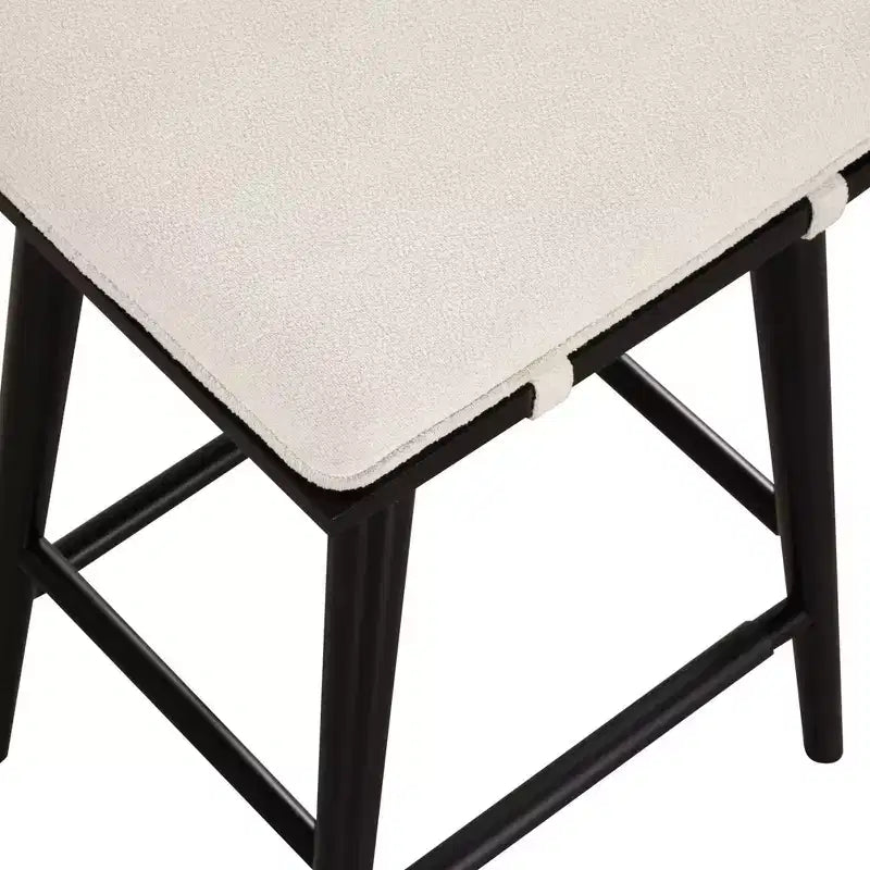 Tabouret de bar hauteur comptoir en bois et bouclette noir : Revêtement en lin, 63 cm de haut