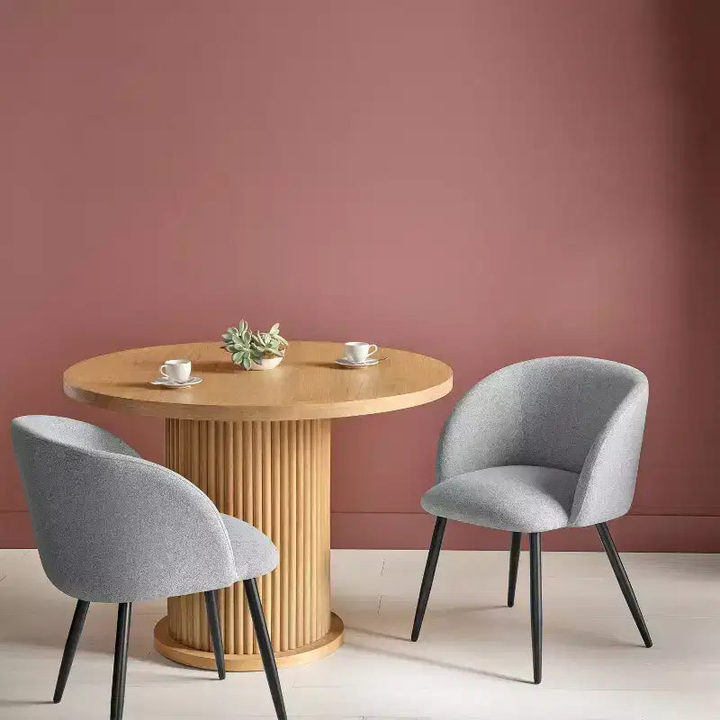Lot de 2 chaises de salle à manger tapissées à dossier rond avec base en métal Chaise de salle à manger Grise - ™