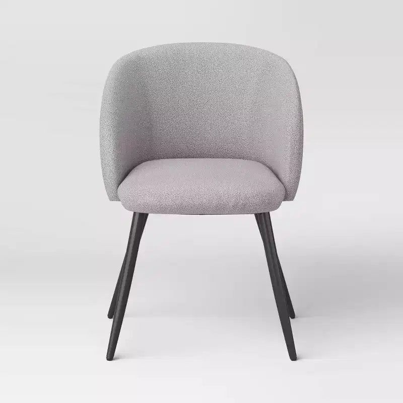 Lot de 2 chaises de salle à manger tapissées à dossier rond avec base en métal Chaise de salle à manger Grise - ™