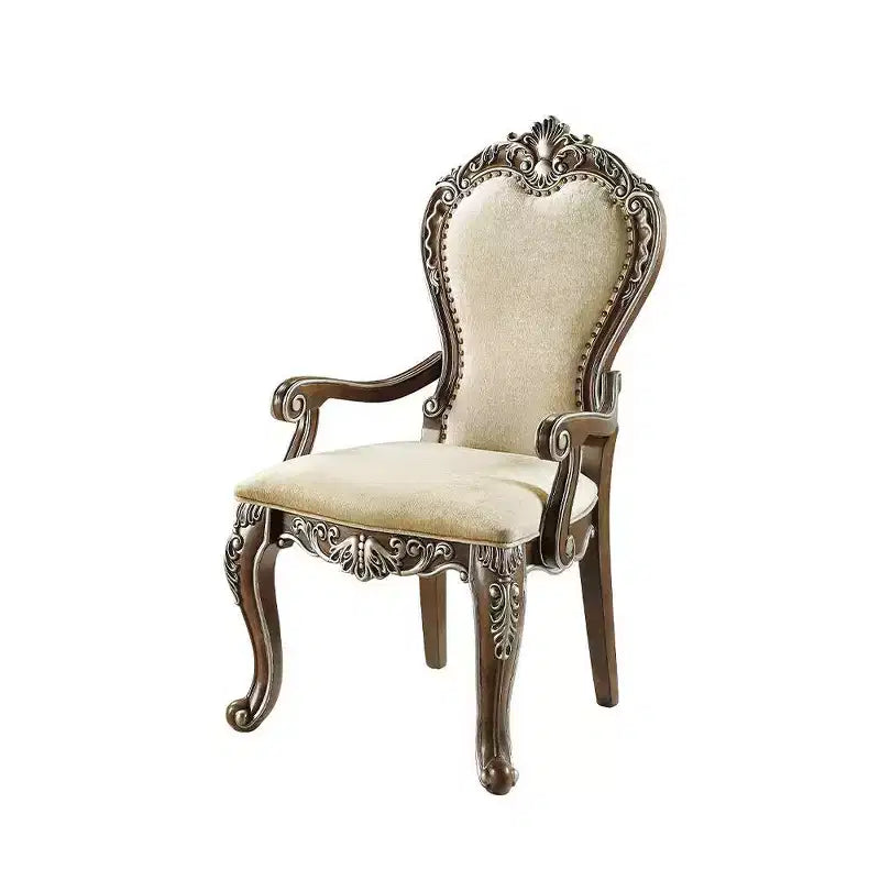 Chaise de salle à manger Latisha 24 po marron antique - : Chenille grise, détails argentés, garniture cloutée