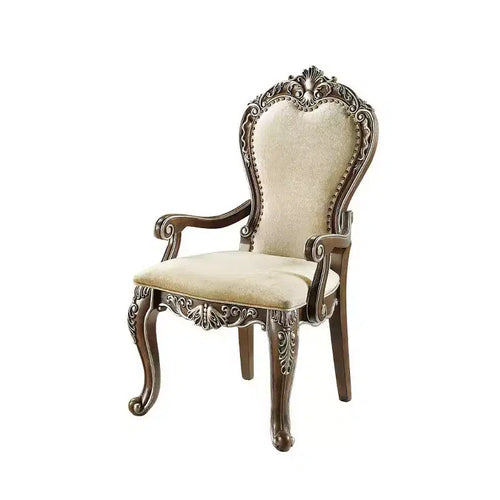 Chaise de salle à manger Latisha 24 po marron antique - : Chenille grise, détails argentés, garniture cloutée