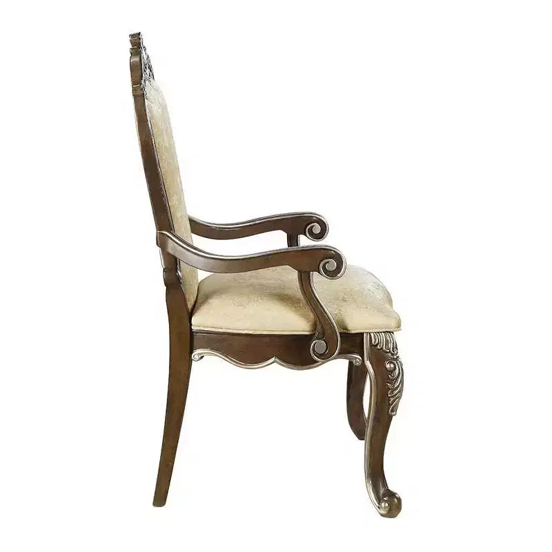 Chaise de salle à manger Latisha 24 po marron antique - : Chenille grise, détails argentés, garniture cloutée