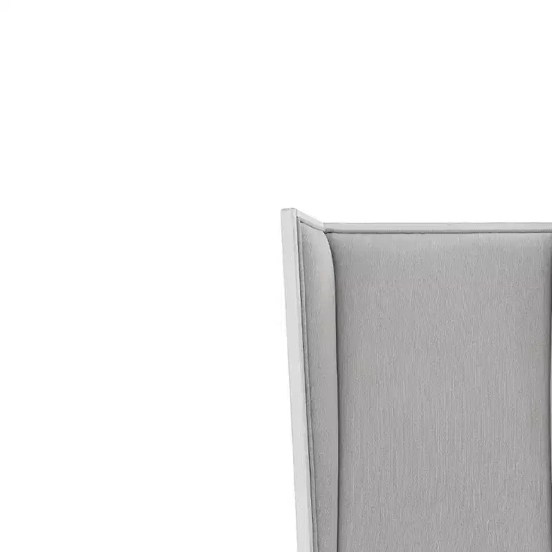 Chaise de salle à manger de 22,25 po – Tissu en lin gris clair et fini blanc vieilli