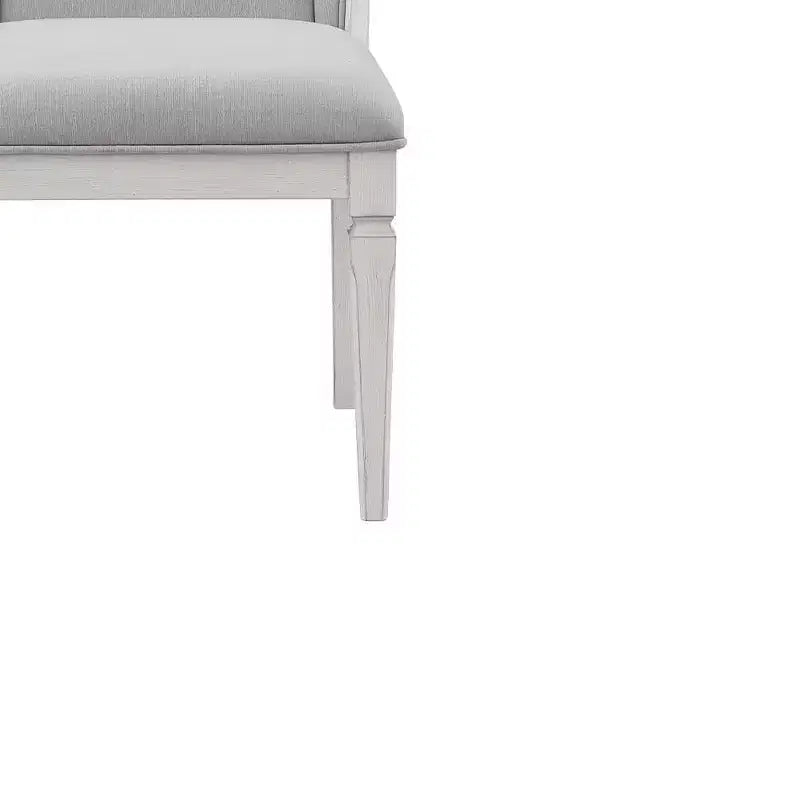 Chaise de salle à manger de 22,25 po – Tissu en lin gris clair et fini blanc vieilli