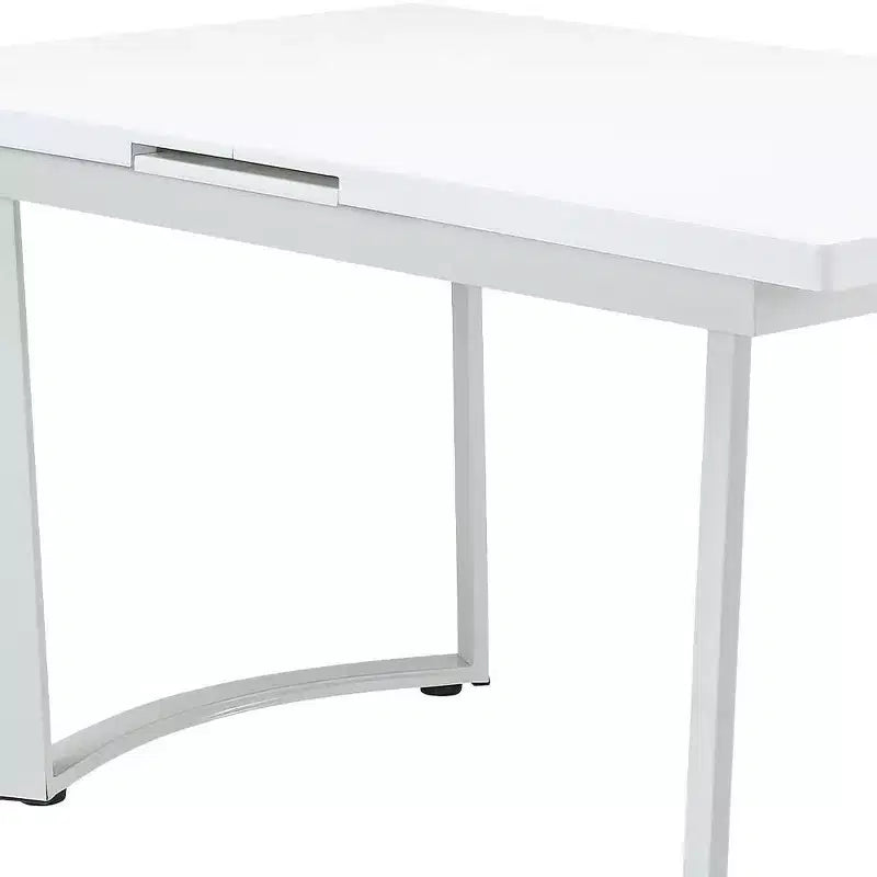 Tables de salle à manger 60-72" blanc brillant - : Rectangle extensible élégant pour 6 personnes