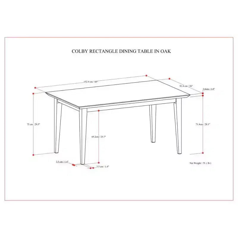 Table de salle à manger rectangulaire Fairway en chêne