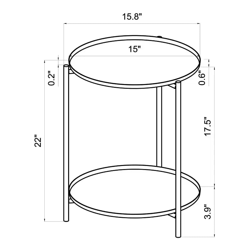 Petite table d'appoint en métal avec étagère Noir - ™