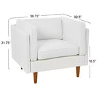 Fauteuil moderne à dossier haut rembourré, blanc côtier : Polyester élégant, structure en acier