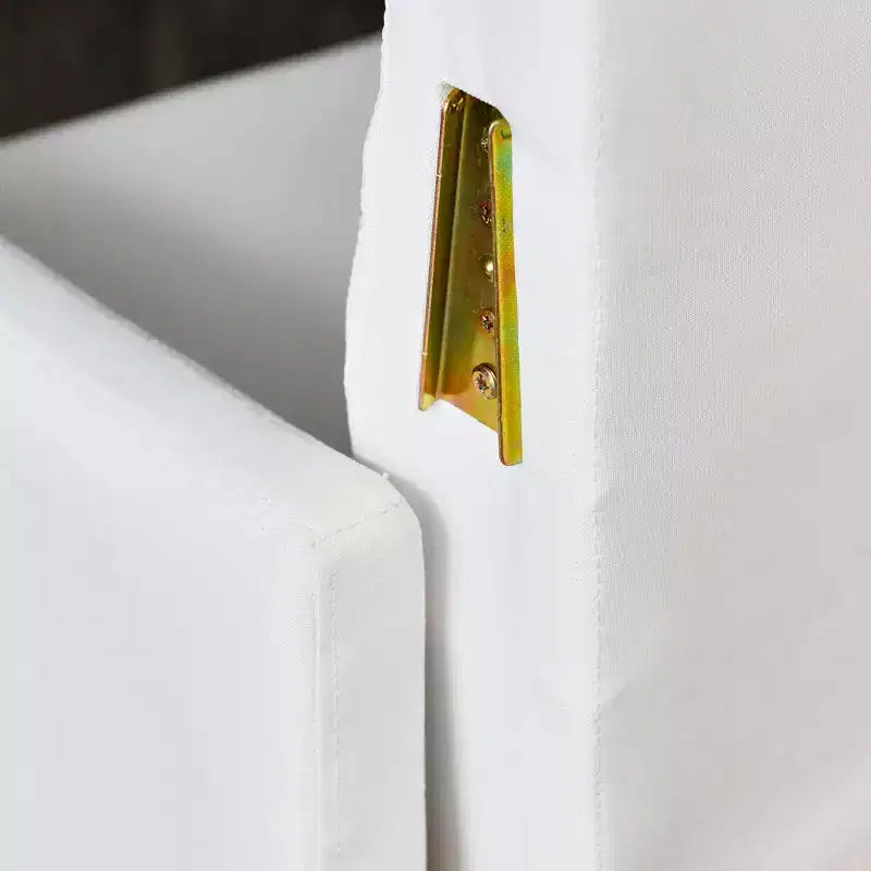 Fauteuil moderne à dossier haut rembourré, blanc côtier : Polyester élégant, structure en acier