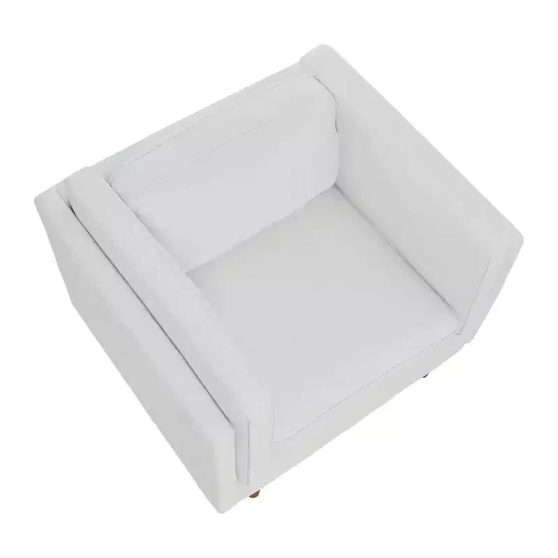 Fauteuil moderne à dossier haut rembourré, blanc côtier : Polyester élégant, structure en acier