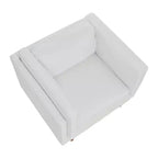 Fauteuil moderne à dossier haut rembourré, blanc côtier : Polyester élégant, structure en acier