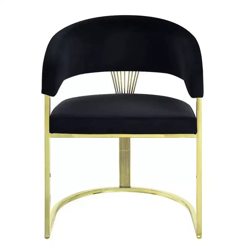 Fauteuil d'appoint 20" velours noir/doré miroir - : Aucun assemblage requis, Structure en acier inoxydable