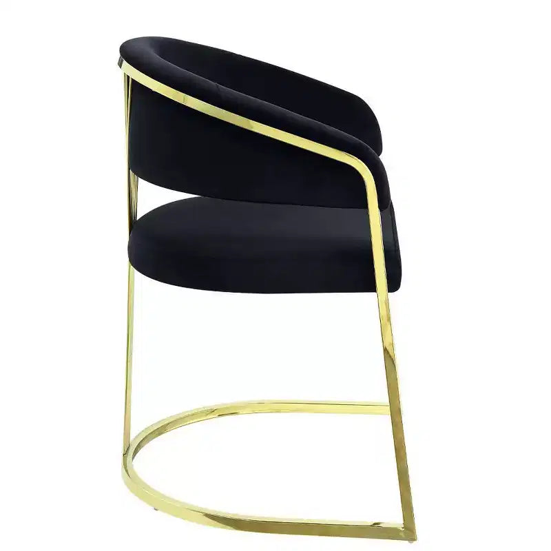 Fauteuil d'appoint 20" velours noir/doré miroir - : Aucun assemblage requis, Structure en acier inoxydable