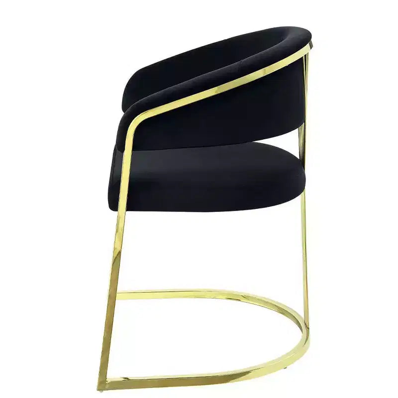 Fauteuil d'appoint 20" velours noir/doré miroir - : Aucun assemblage requis, Structure en acier inoxydable