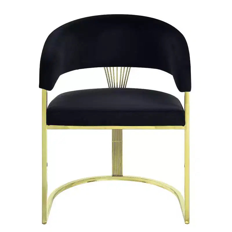 Fauteuil d'appoint 20" velours noir/doré miroir - : Aucun assemblage requis, Structure en acier inoxydable