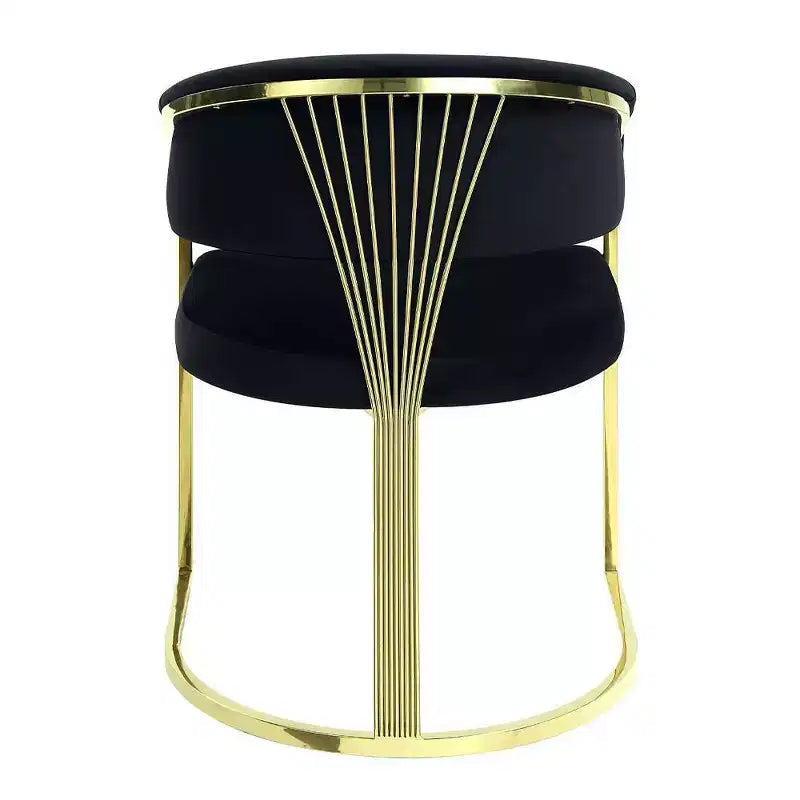 Fauteuil d'appoint 20" velours noir/doré miroir - : Aucun assemblage requis, Structure en acier inoxydable