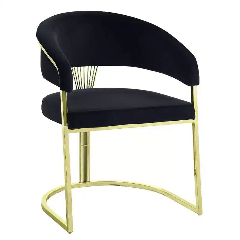 Fauteuil d'appoint 20" velours noir/doré miroir - : Aucun assemblage requis, Structure en acier inoxydable