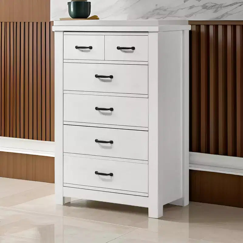 Commode 6 tiroirs blanche 119 cm – : Mobilier de chambre contemporain, design peu encombrant