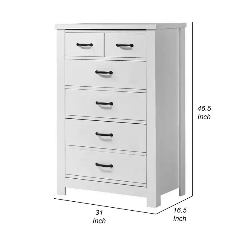 Commode 6 tiroirs blanche 119 cm – : Mobilier de chambre contemporain, design peu encombrant